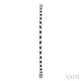 1.6 MM Sapphire and Alternating 1 1/2 ctw Round Cut Inside-Out Diamond Precious Hoop Earrings in 14K White Gold